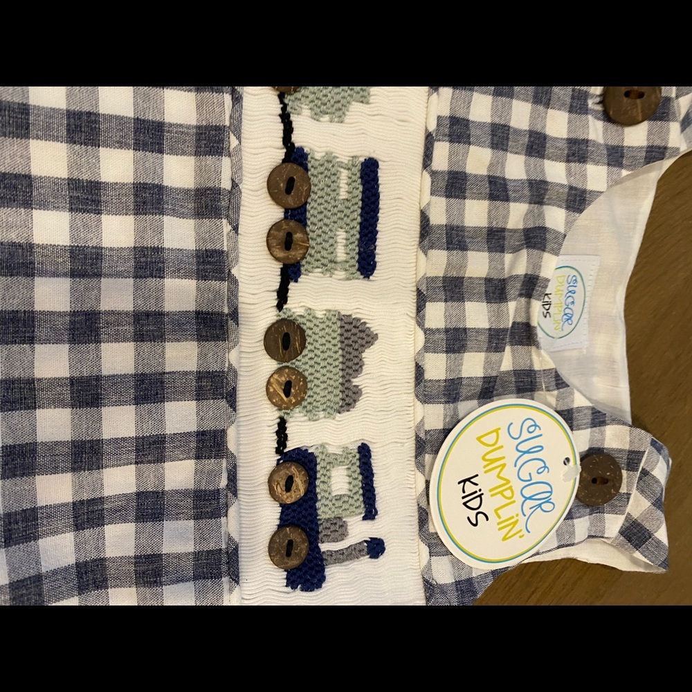 Sugar Dumplin’ Kids Navy Gingham Bubble